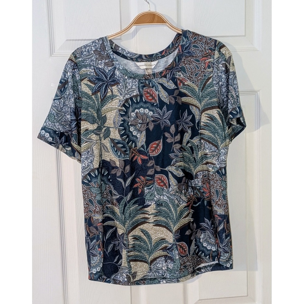 Christopher & Banks Floral Print T Shirt Women's Size S Short Sleeve NWT $45